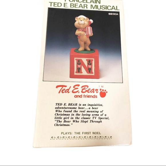 Vintage Ted E. Bear Patti Bear Christmas Music Box with Original Box - Picture 6 of 10